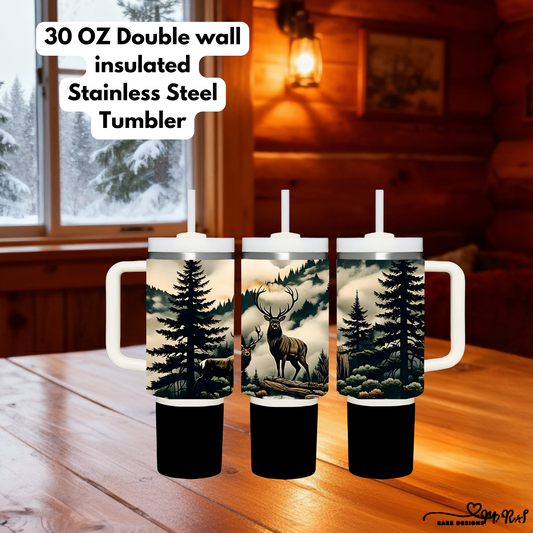 30oz Woodland Deer Stainless Steel Insulated Tumbler – Cabin Lodge Edition