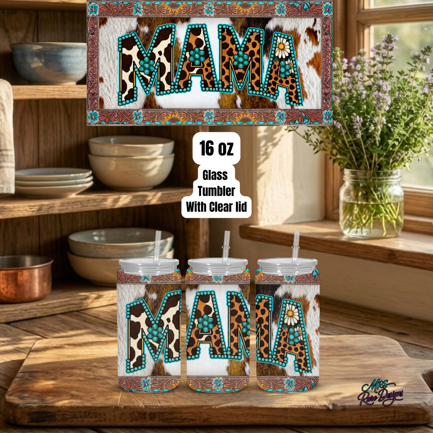 Wildly Yours: 16oz Western Mama Glass Tumbler