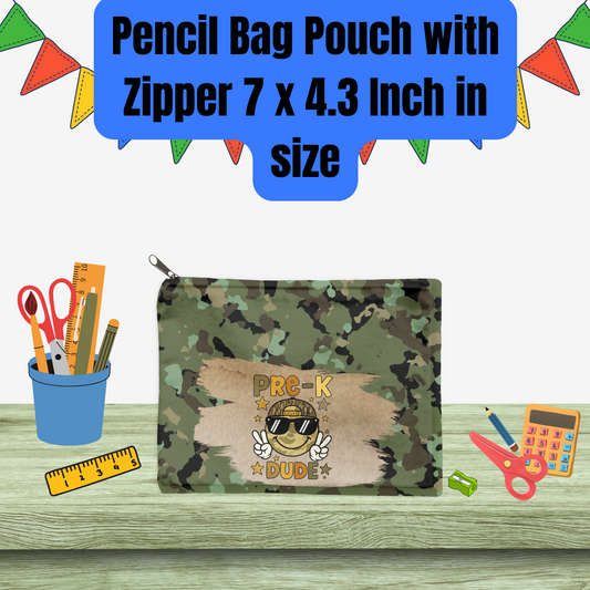 Camo Grade Dude Pencil Bag Pouch Collection – Pre-K to Fifth Grade (7 x 4.3 Inch)