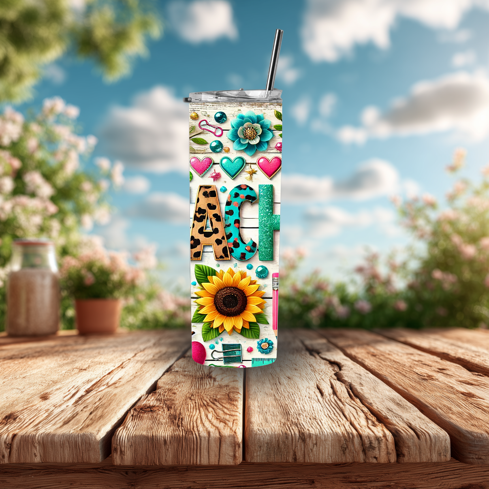 TeachSpark Floral Teacher 30oz Stainless Steel Tumbler