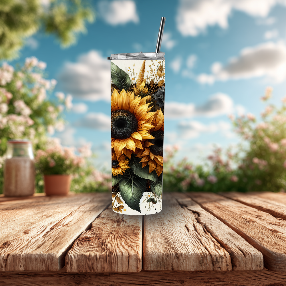 Sunflower Skinny Skies Tumbler — 20 OZ