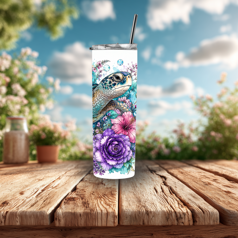 "Sea Turtle Cascade" 30oz Skinny Tumbler