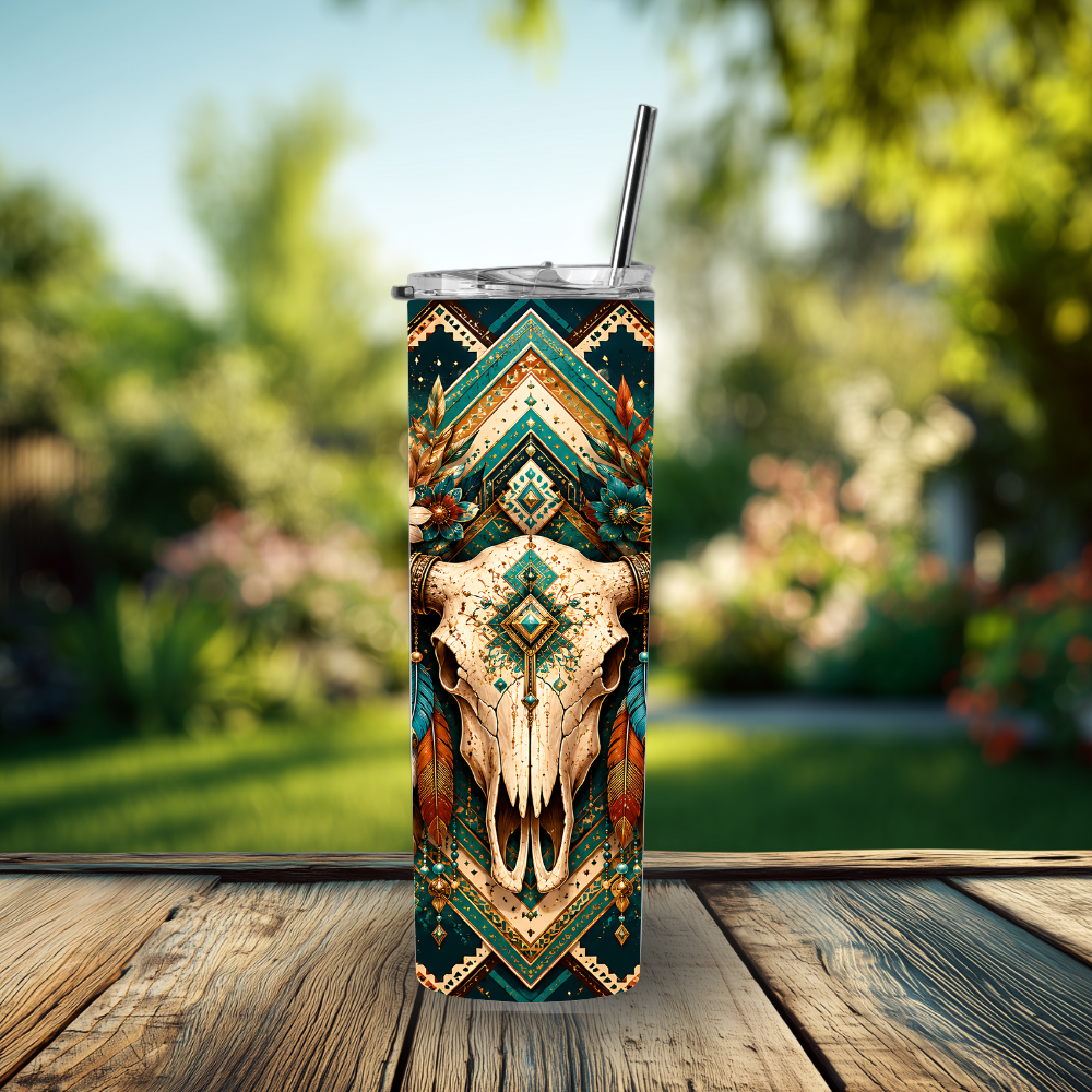 "Sacred Bloom" 20oz Boho Skull Tumbler ✨