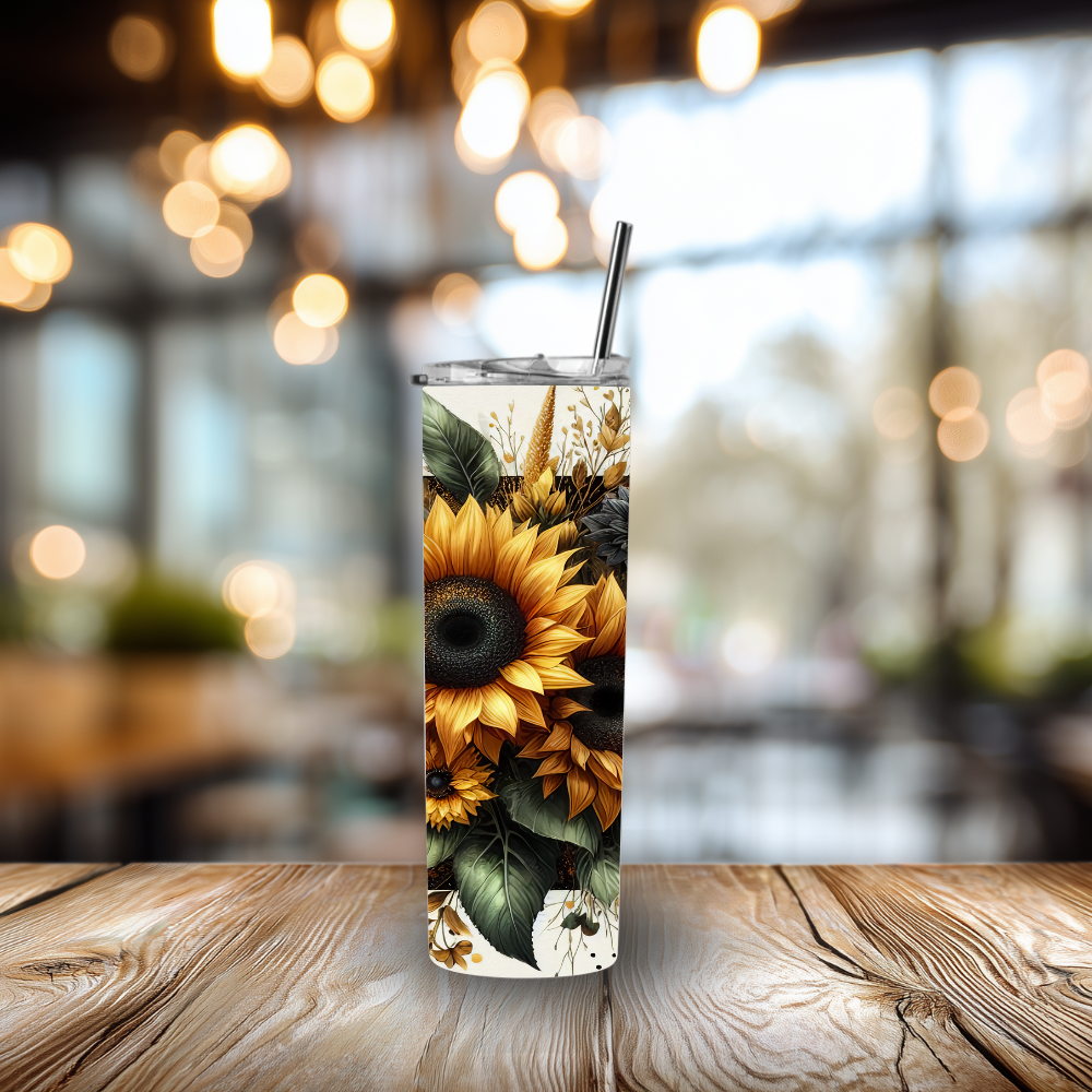 Sunflower Skinny Skies Tumbler — 20 OZ