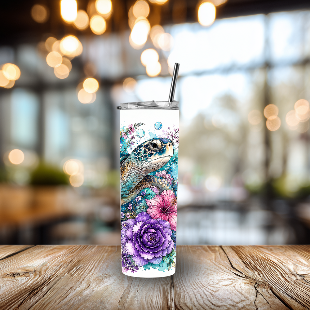 "Sea Turtle Cascade" 30oz Skinny Tumbler