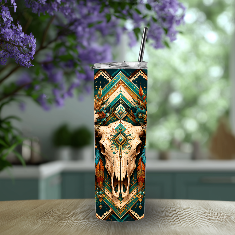 "Sacred Bloom" 20oz Boho Skull Tumbler ✨