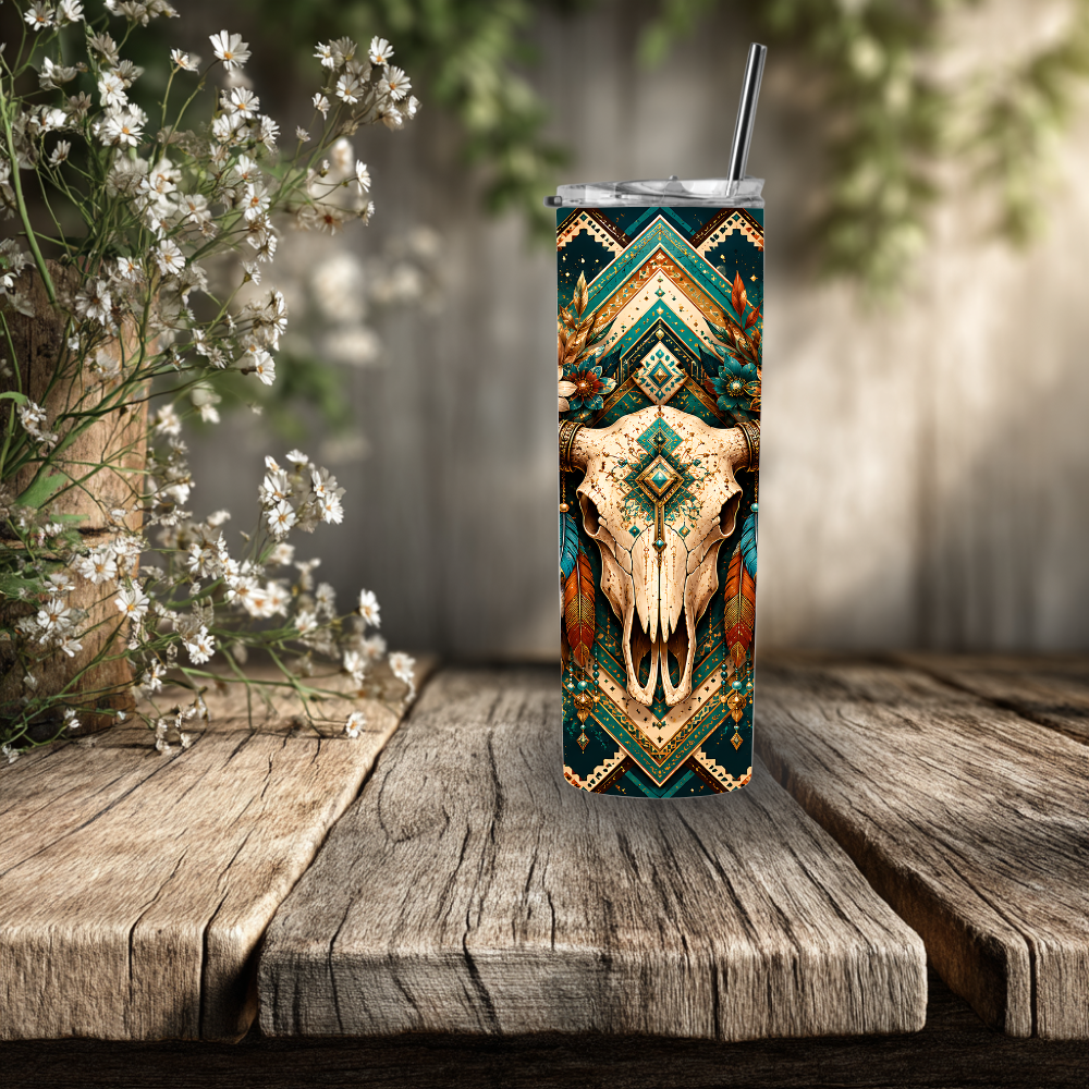 "Sacred Bloom" 20oz Boho Skull Tumbler ✨