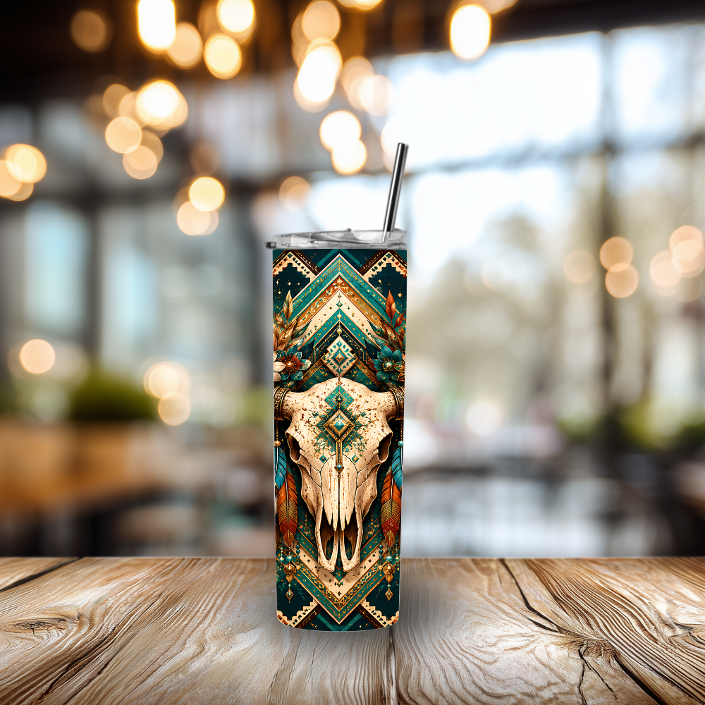 "Sacred Bloom" 30oz Boho Skull Tumbler ✨