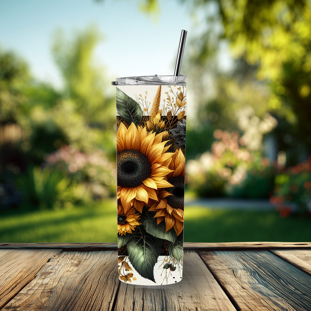 Sunflower Skinny Skies Tumbler — 20 OZ