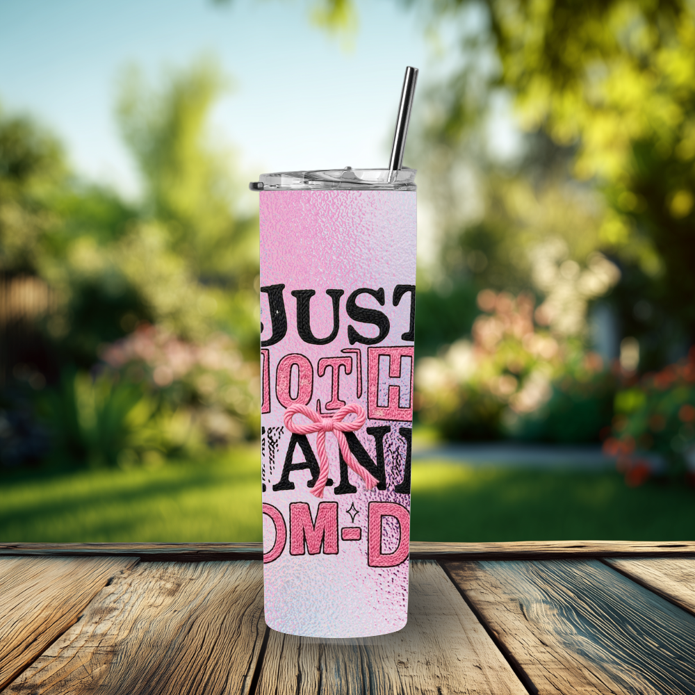 Just Another Manic Mom-Day 30oz Stainless Steel Insulated Tumbler with Lid & Straw – Pink Bow Design
