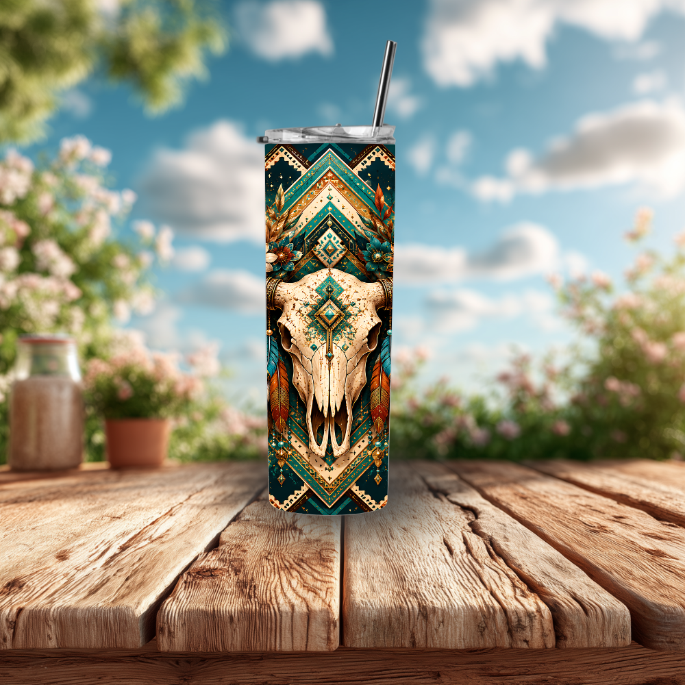 "Sacred Bloom" 20oz Boho Skull Tumbler ✨