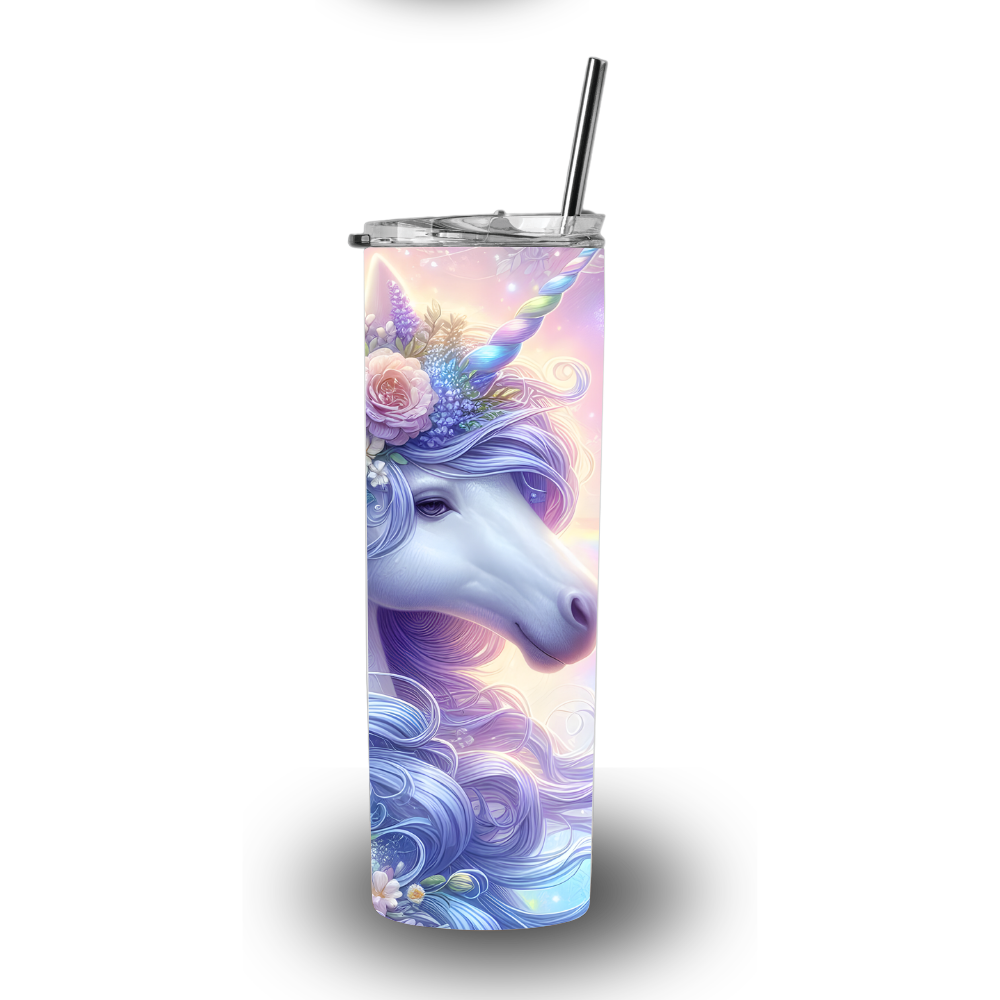 Enchanted Floral Unicorn 30‑Ounce Stainless Steel Tumbler – Magical Pastel Fantasy Drinkware