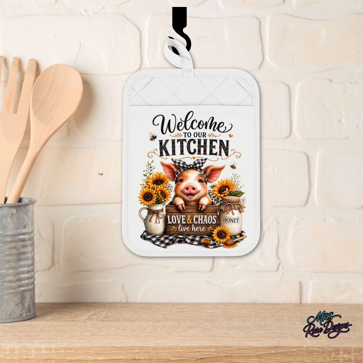 Sweet Chaos Farmhouse Piglet Pocket Pot Holder & Oven Mitt