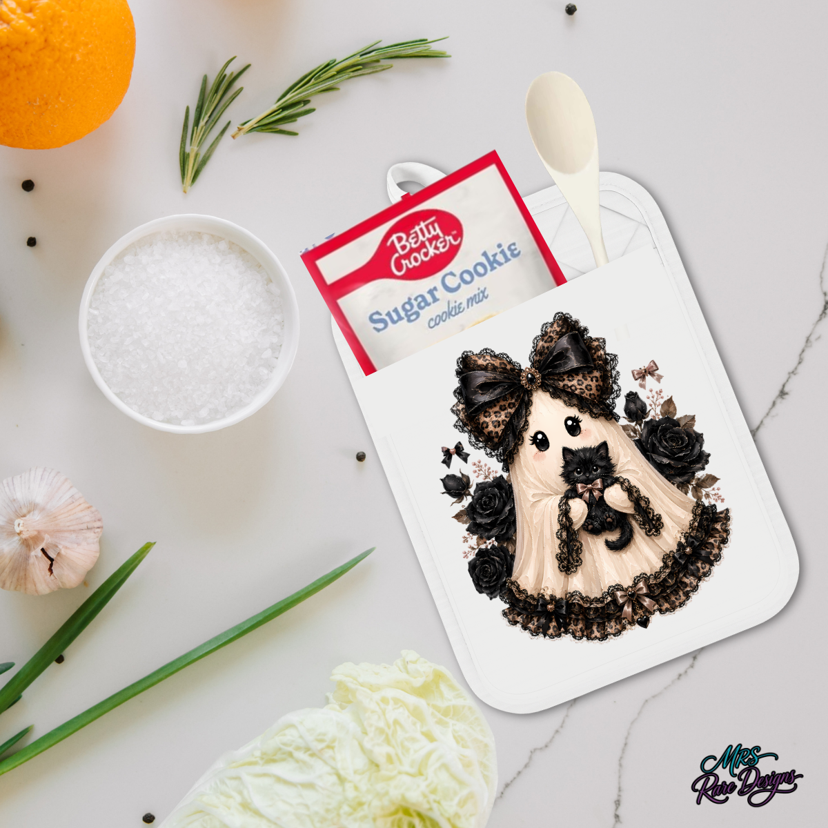 🖤 "Sweet & Spooky" Baker's Gift Set — Pocket Oven Mitt + Cookie Mix
