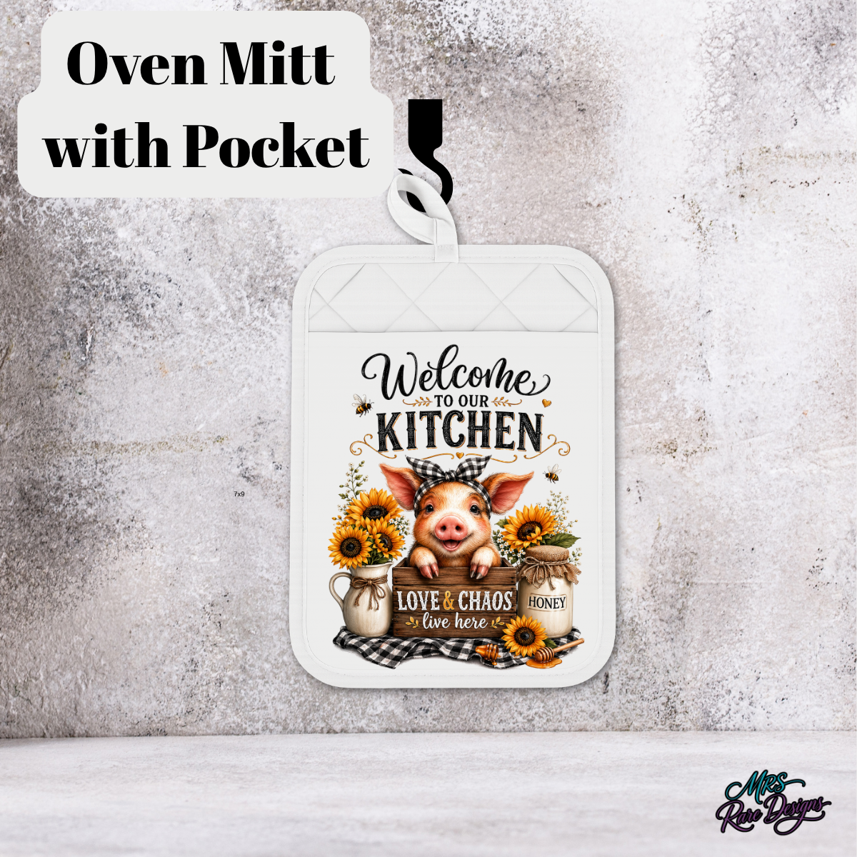 Sweet Chaos Farmhouse Piglet Pocket Pot Holder & Oven Mitt