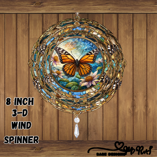 Monarch Mosaic 3-D Wind Spinner – 8" Garden Kinetic Art