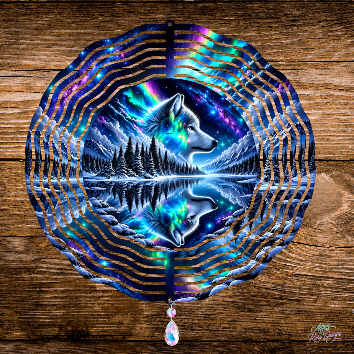 Aurora Wolf Dreams 8-Inch 3D Wind Spinner