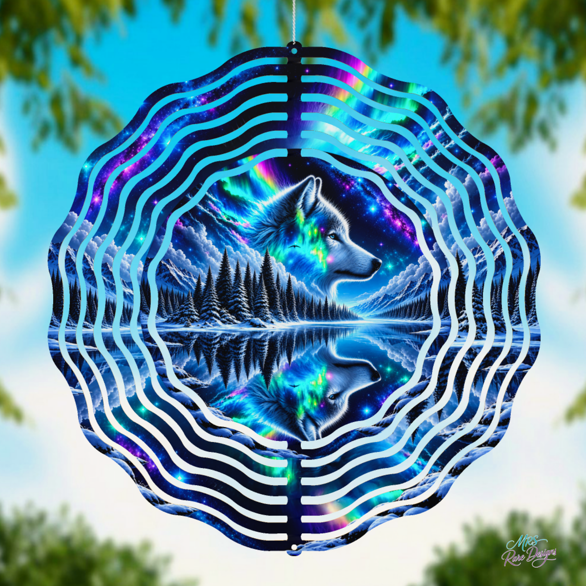 Aurora Wolf Dreams 8-Inch 3D Wind Spinner