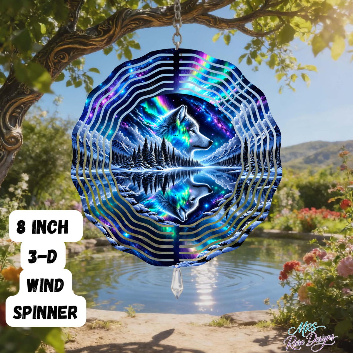 Aurora Wolf Dreams 8-Inch 3D Wind Spinner