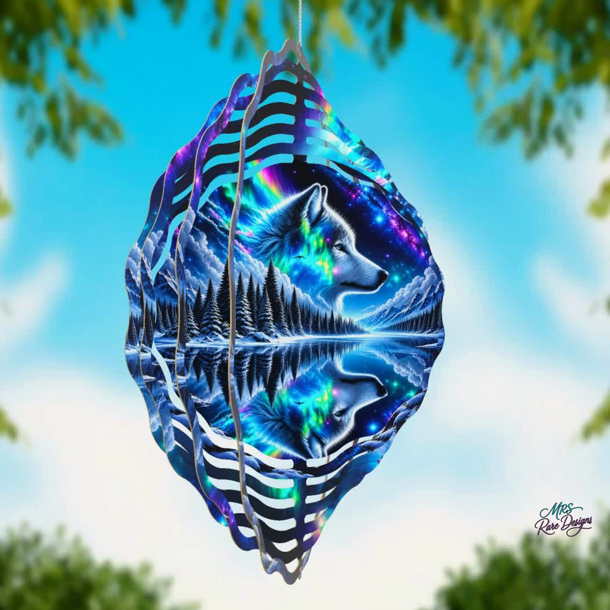 Aurora Wolf Dreams 8-Inch 3D Wind Spinner