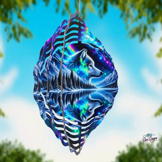 Aurora Wolf Dreams 8-Inch 3D Wind Spinner