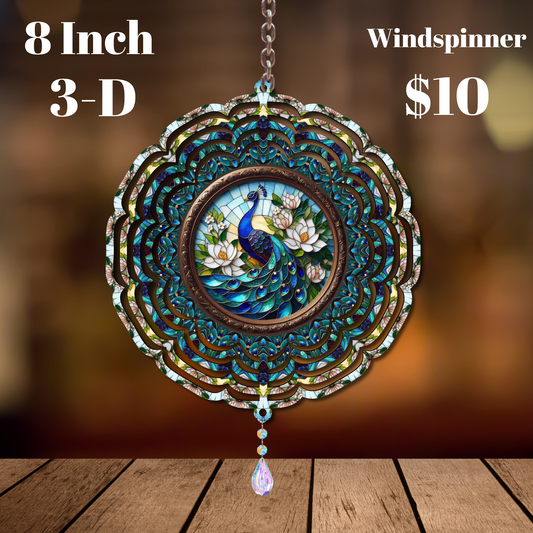 Enchanted Peacock 3D Wind Spinner