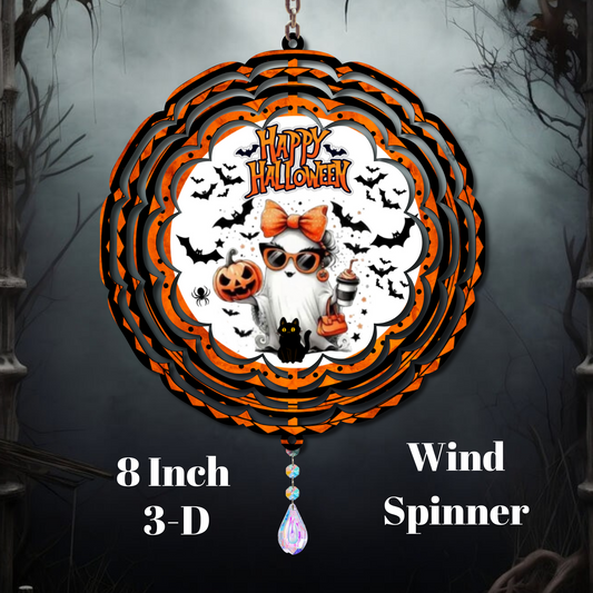 Haunted Glam Halloween Wind Spinner – 8 Inch 3D Decor