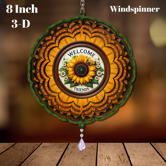 🌻 Friendly Bloom Spinner – 8" 3D Sunflower Welcome Windspinner