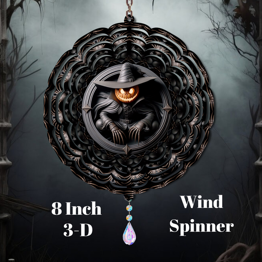 Haunted Harvest Pumpkin Wizard Wind Spinner – 8 Inch 3D