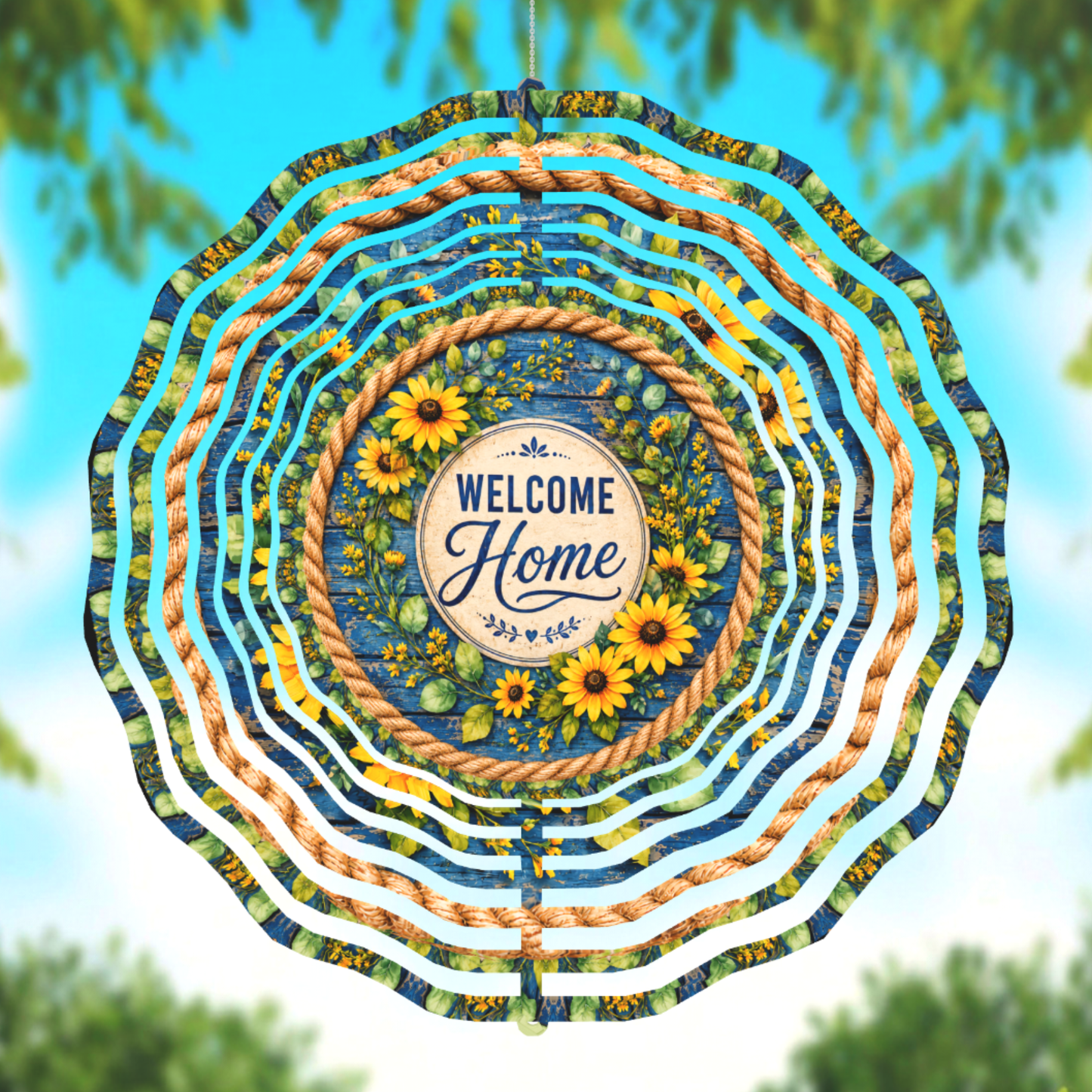 Sunshine & Welcome Home 3D Wind Spinner — 8 Inch Garden Art