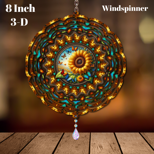 🦋 Butterfly Bloom Spinner – 8" 3D Sunflower & Butterfly Windspinner