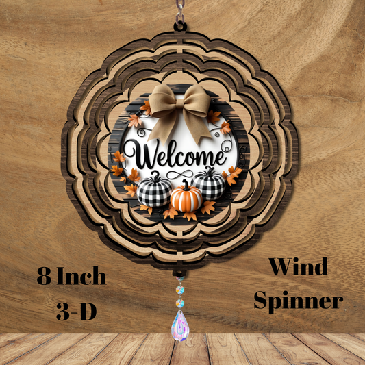 🍂 Autumn Welcome Pumpkin 3D Wind Spinner – 8 Inch 🍂