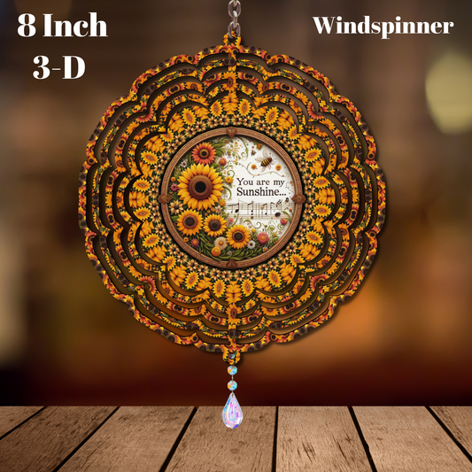 🌞 Sunshine Harmony Spinner – 8" 3D Sunflower Windspinner
