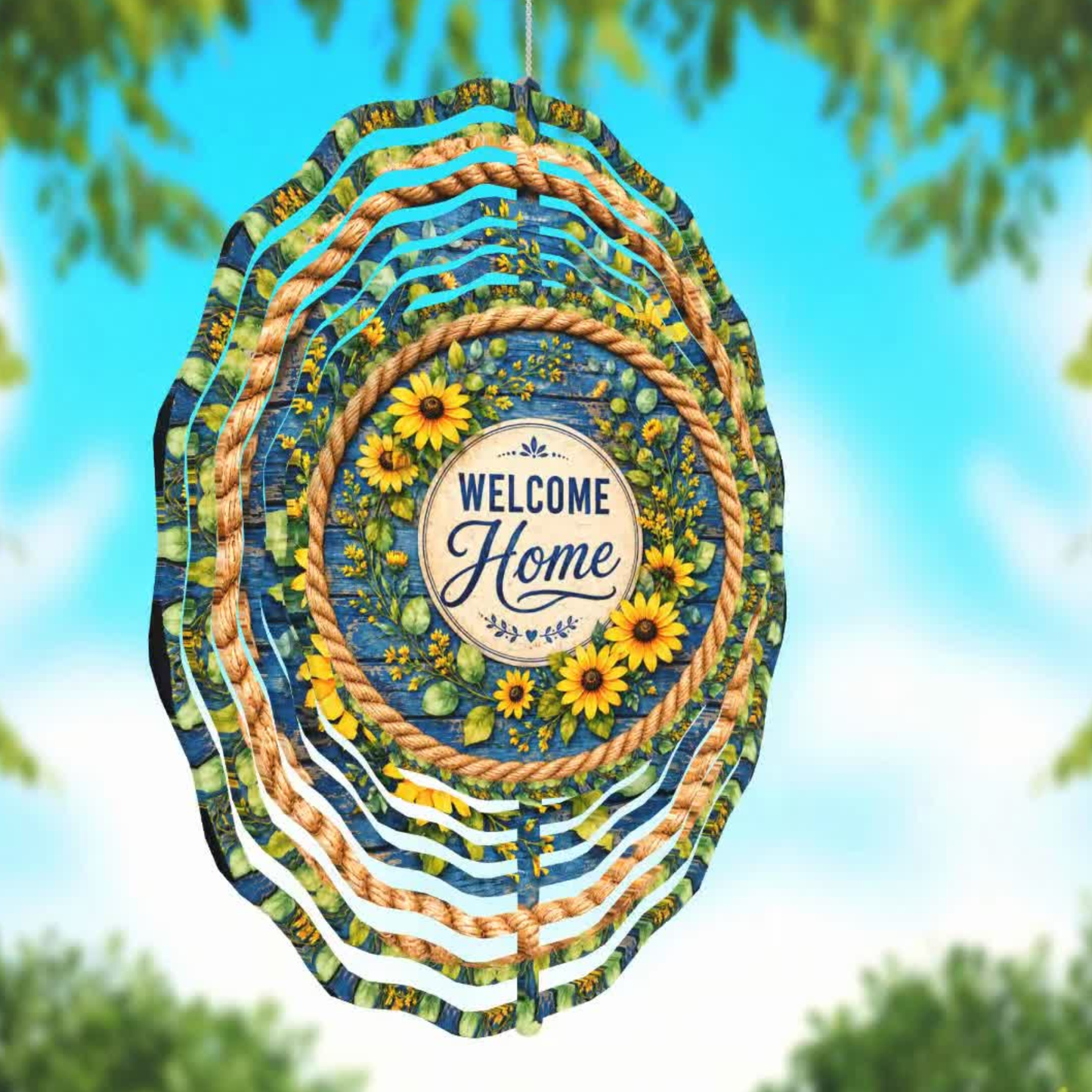 Sunshine & Welcome Home 3D Wind Spinner — 8 Inch Garden Art