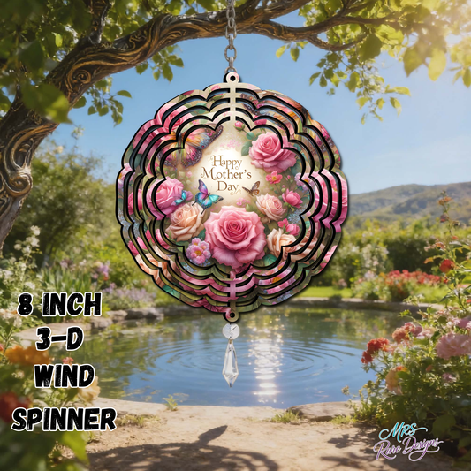Happy Mother’s Day Floral 3D Wind Spinner 8 Inch Hanging Garden Decor