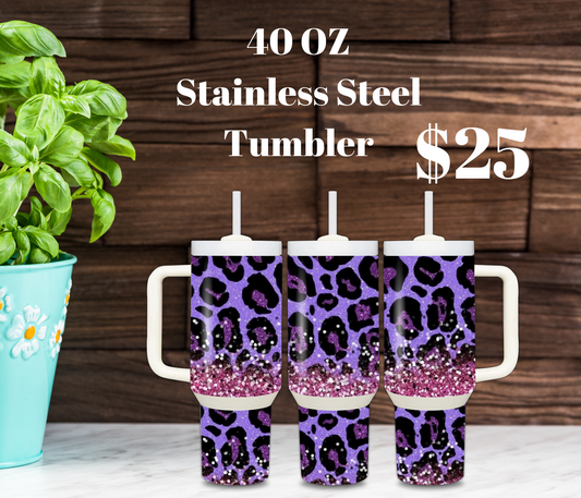 Glam Leopard 40oz Stainless Steel Tumbler