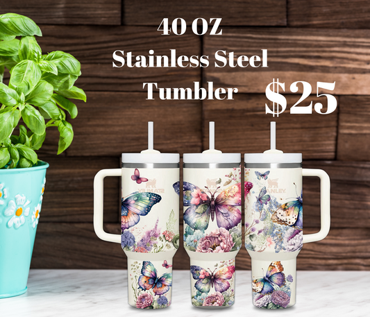 Whimsical Garden 40oz Stainless Steel Tumbler