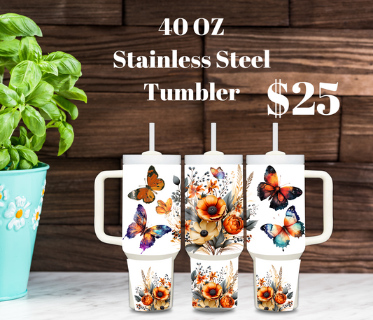 Butterfly Blossom 40oz Stainless Steel Tumbler