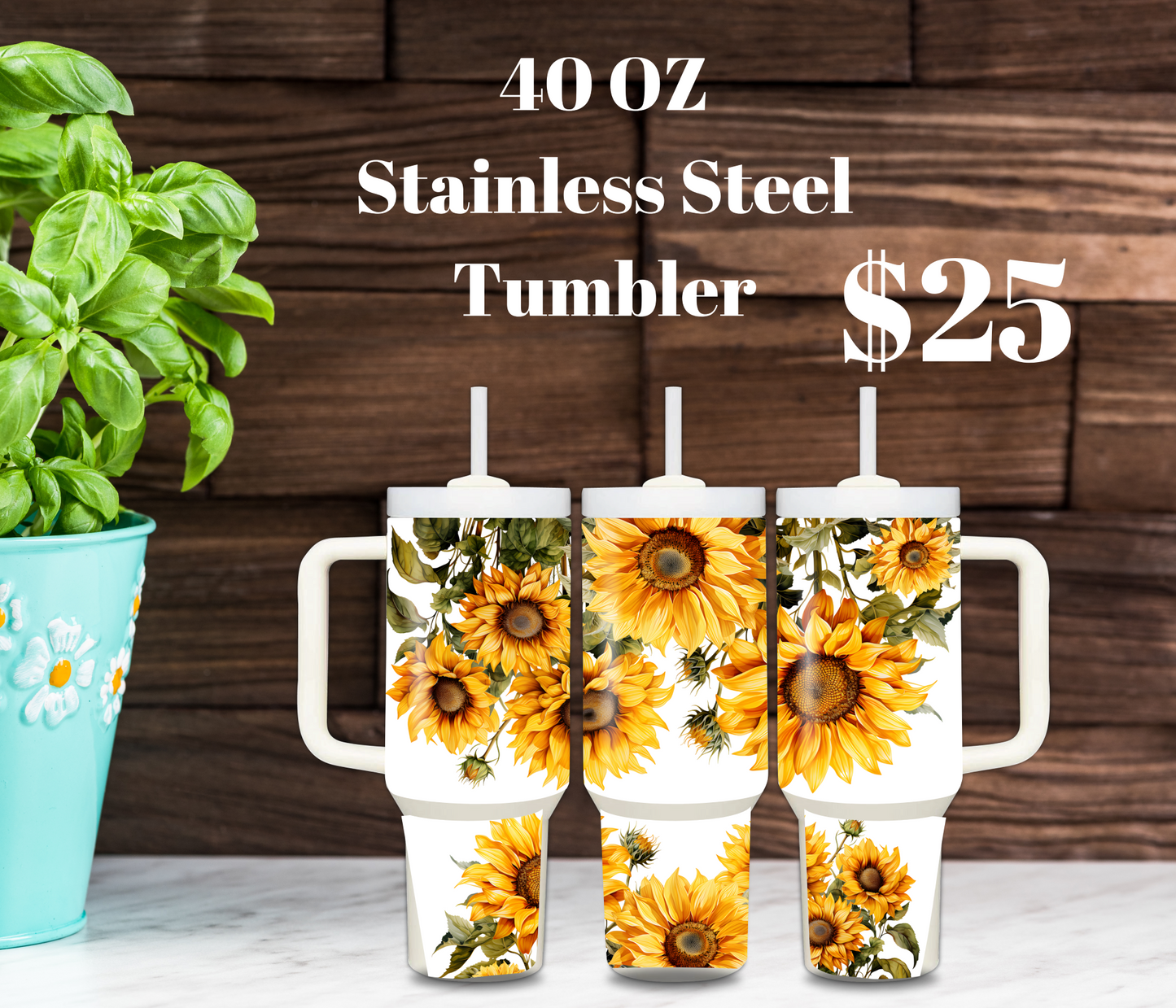 Sunflower Bliss 40oz Stainless Steel Tumbler