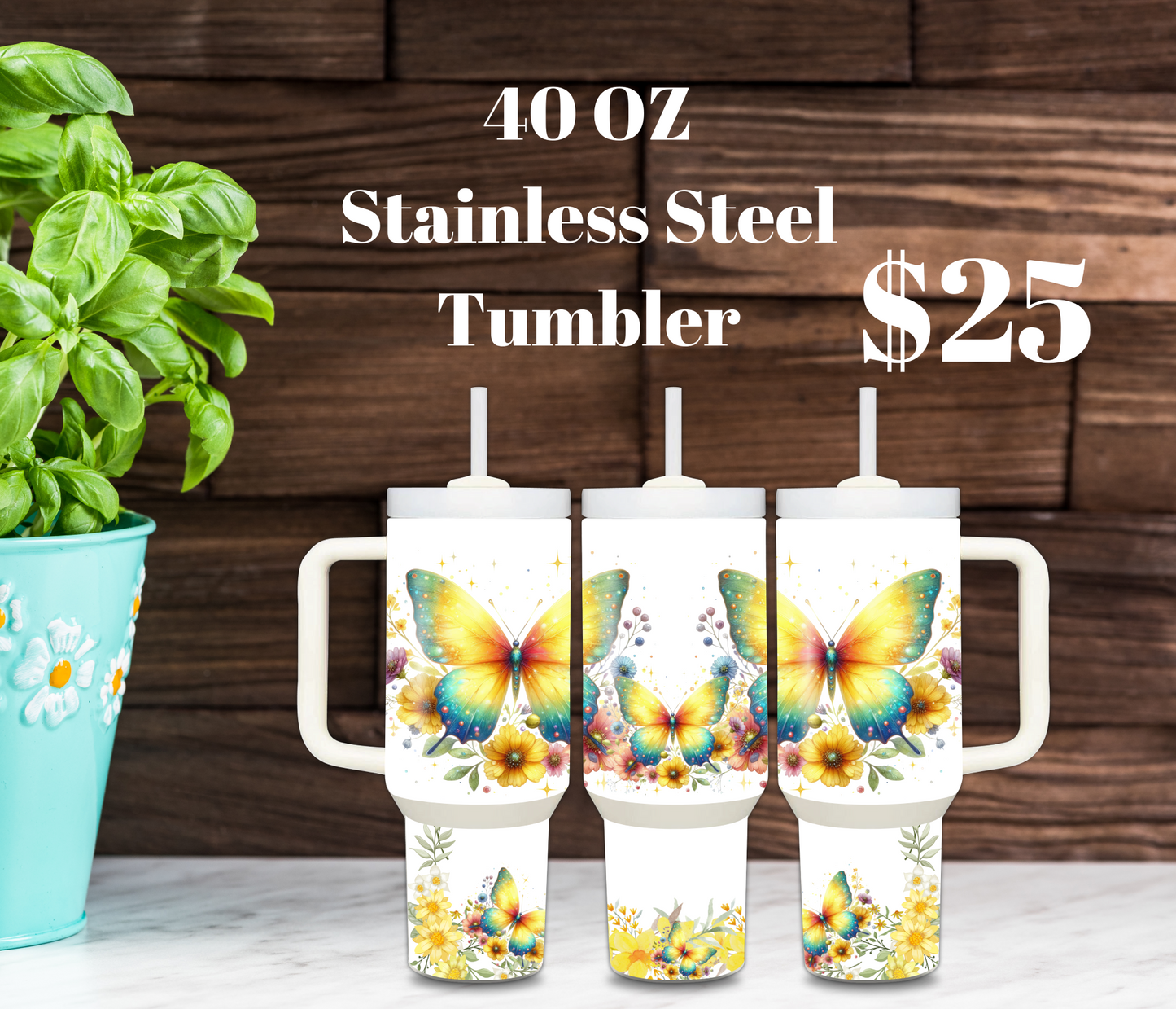 Radiant Butterfly 40oz Stainless Steel Tumbler