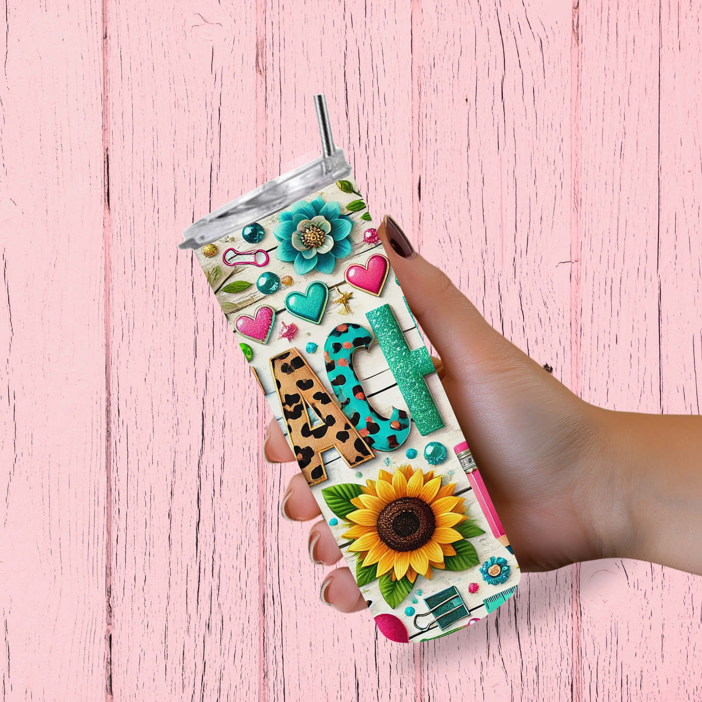 TeachSpark Floral Teacher 30oz Stainless Steel Tumbler