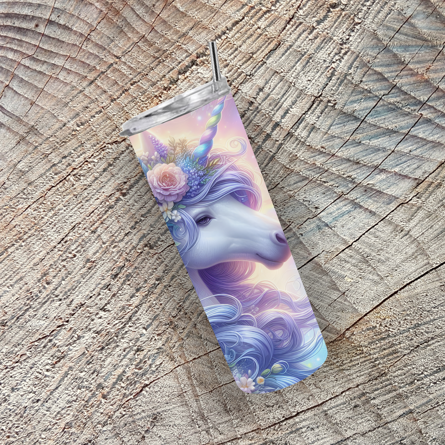 Enchanted Floral Unicorn 20‑Ounce Stainless Steel Tumbler – Pastel Fantasy Insulated Drinkware