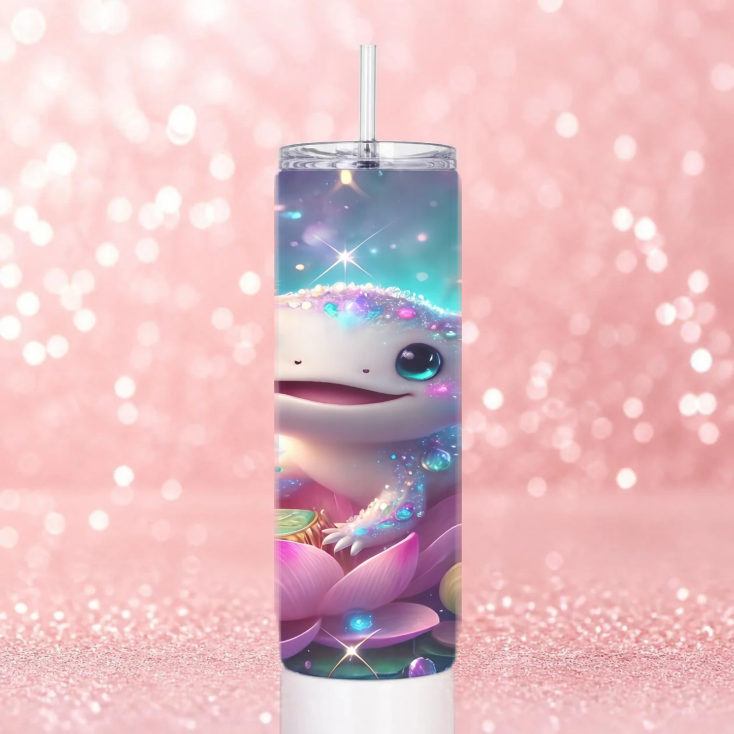 "Dewdrop Axo" 20oz Stainless Steel Sipper – Sparkling Lily Pond Tumbler