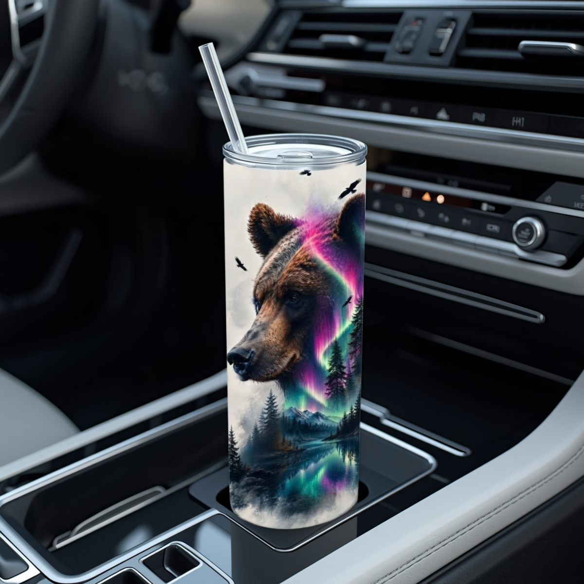 Northern Lights Bear 20oz Stainless Steel Tumbler