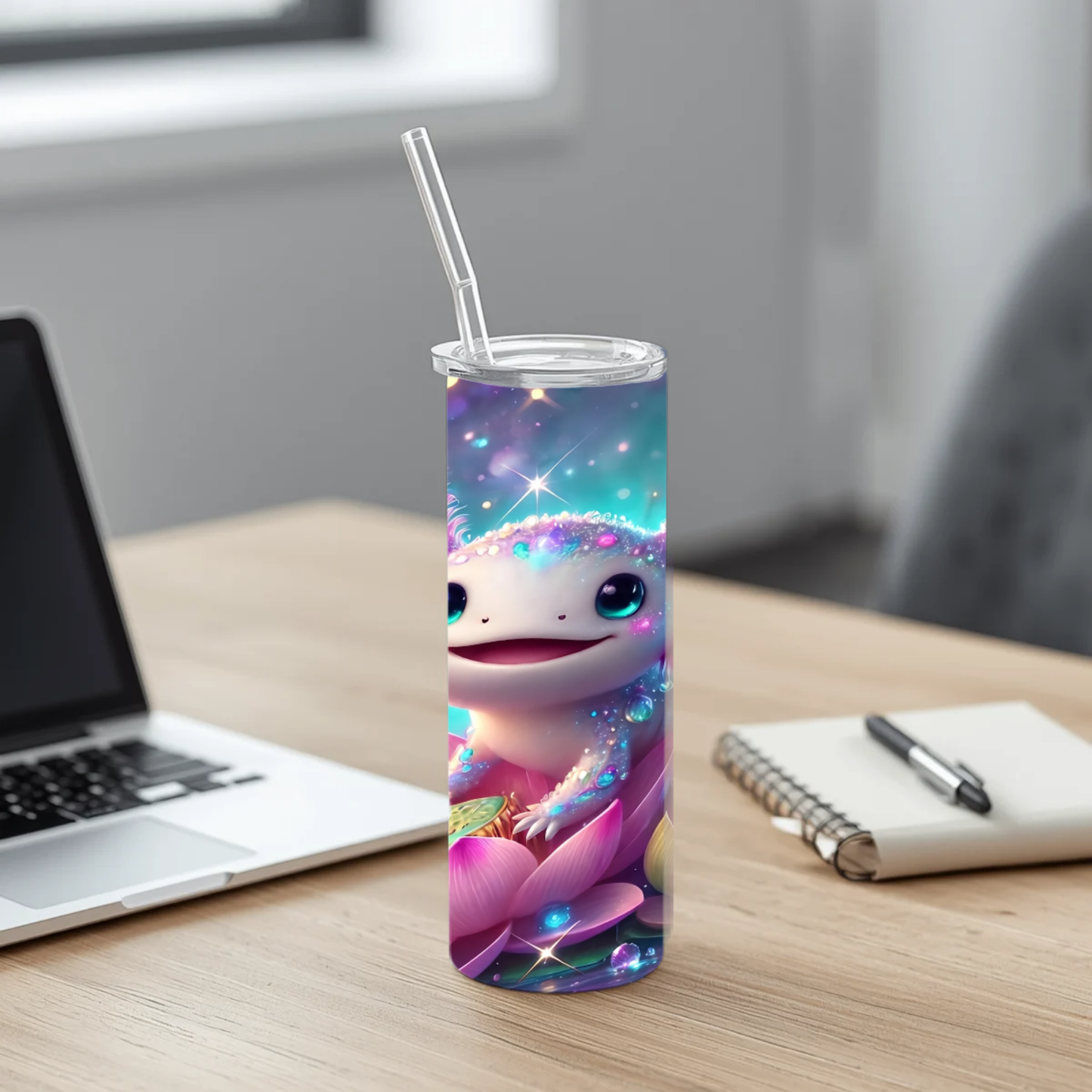 "Dewdrop Axo XL" 30oz Stainless Steel Sipper – Sparkling Lily Pond Tumbler