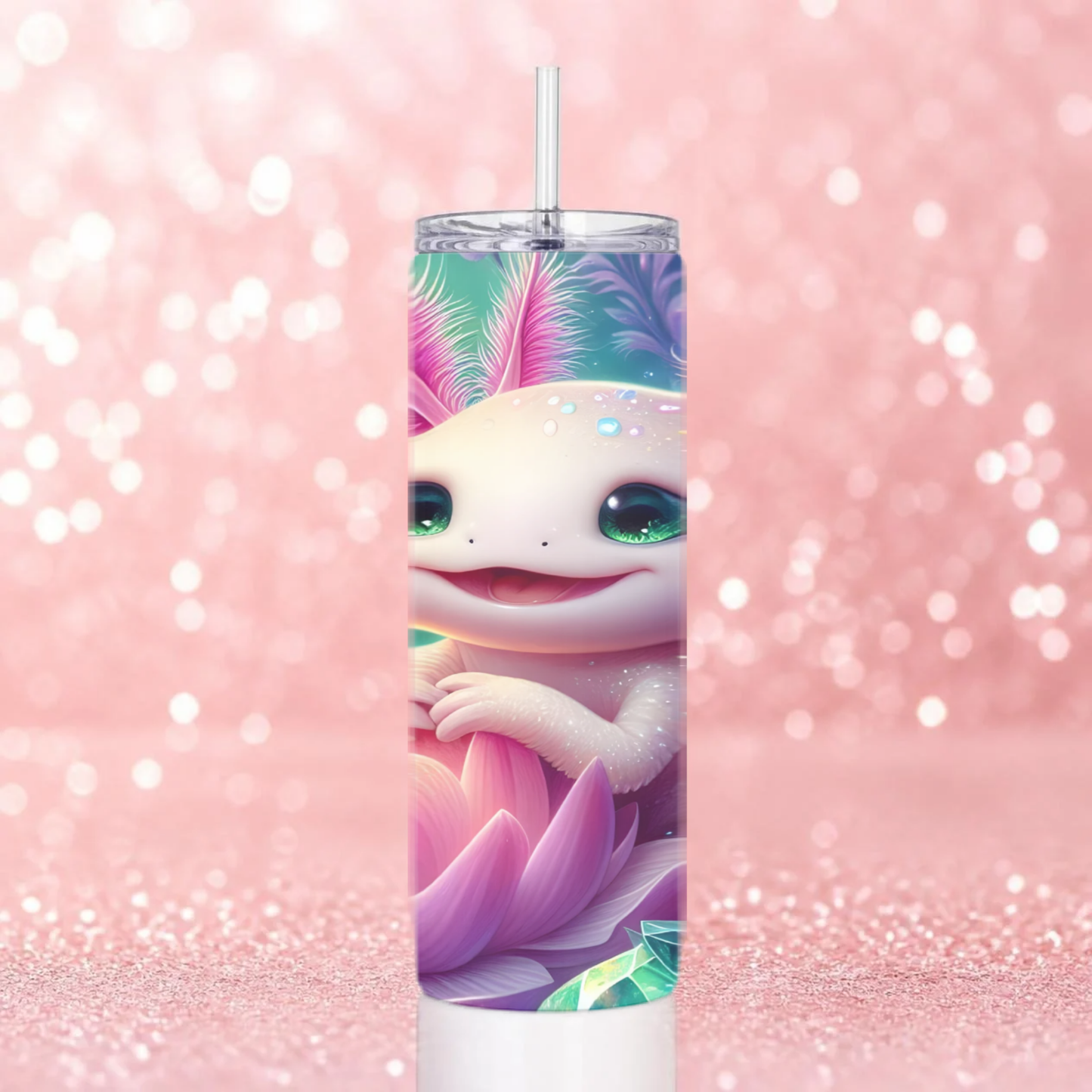"Zen Axo" 20oz Stainless Steel Sipper – Iridescent Lotus Dream Tumbler