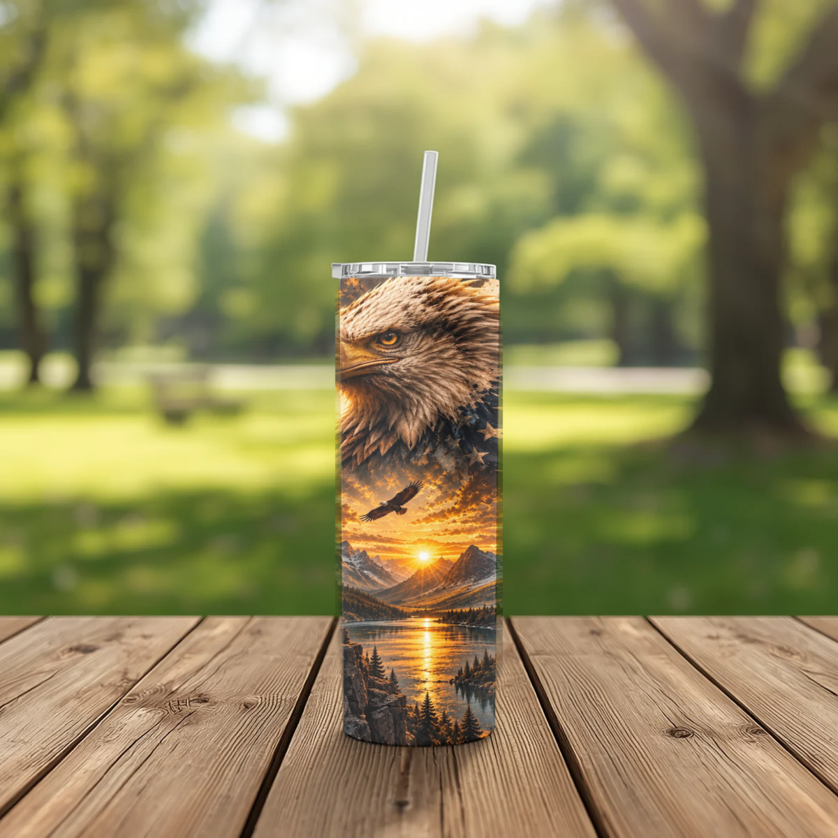 Golden Freedom Eagle 20-Ounce Stainless Steel Tumbler