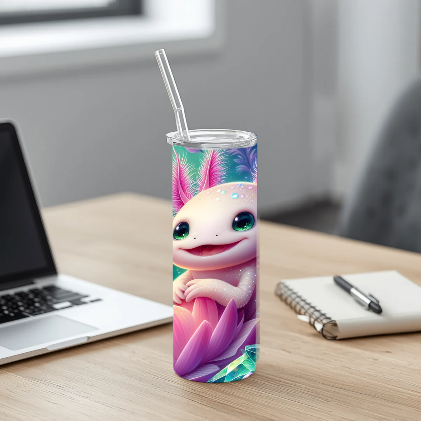 "Zen Axo XL" 30oz Stainless Steel Sipper – Iridescent Lotus Dream Tumbler