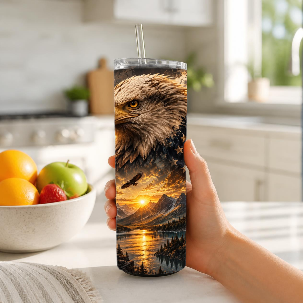 Golden Freedom Eagle 20-Ounce Stainless Steel Tumbler