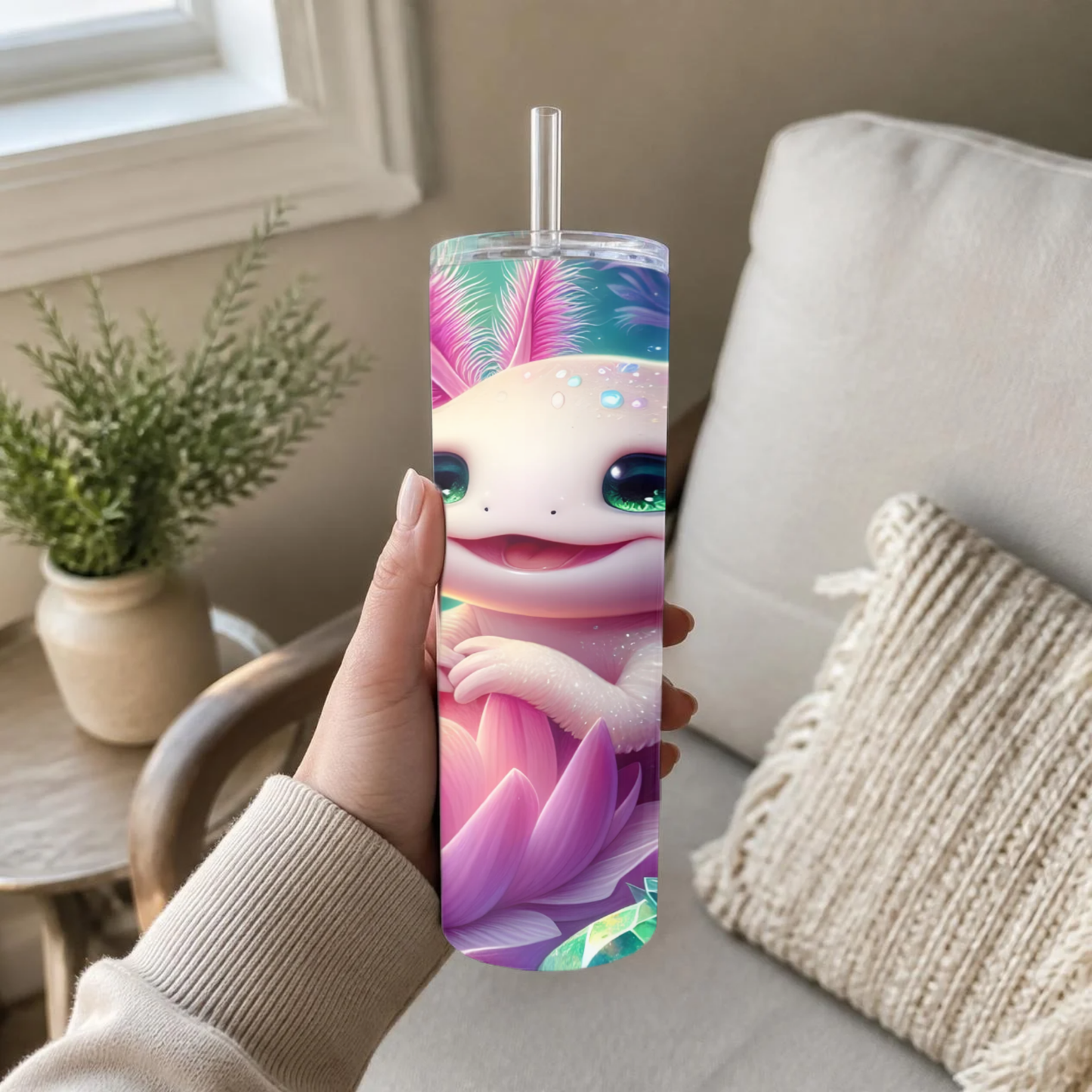 "Zen Axo XL" 30oz Stainless Steel Sipper – Iridescent Lotus Dream Tumbler